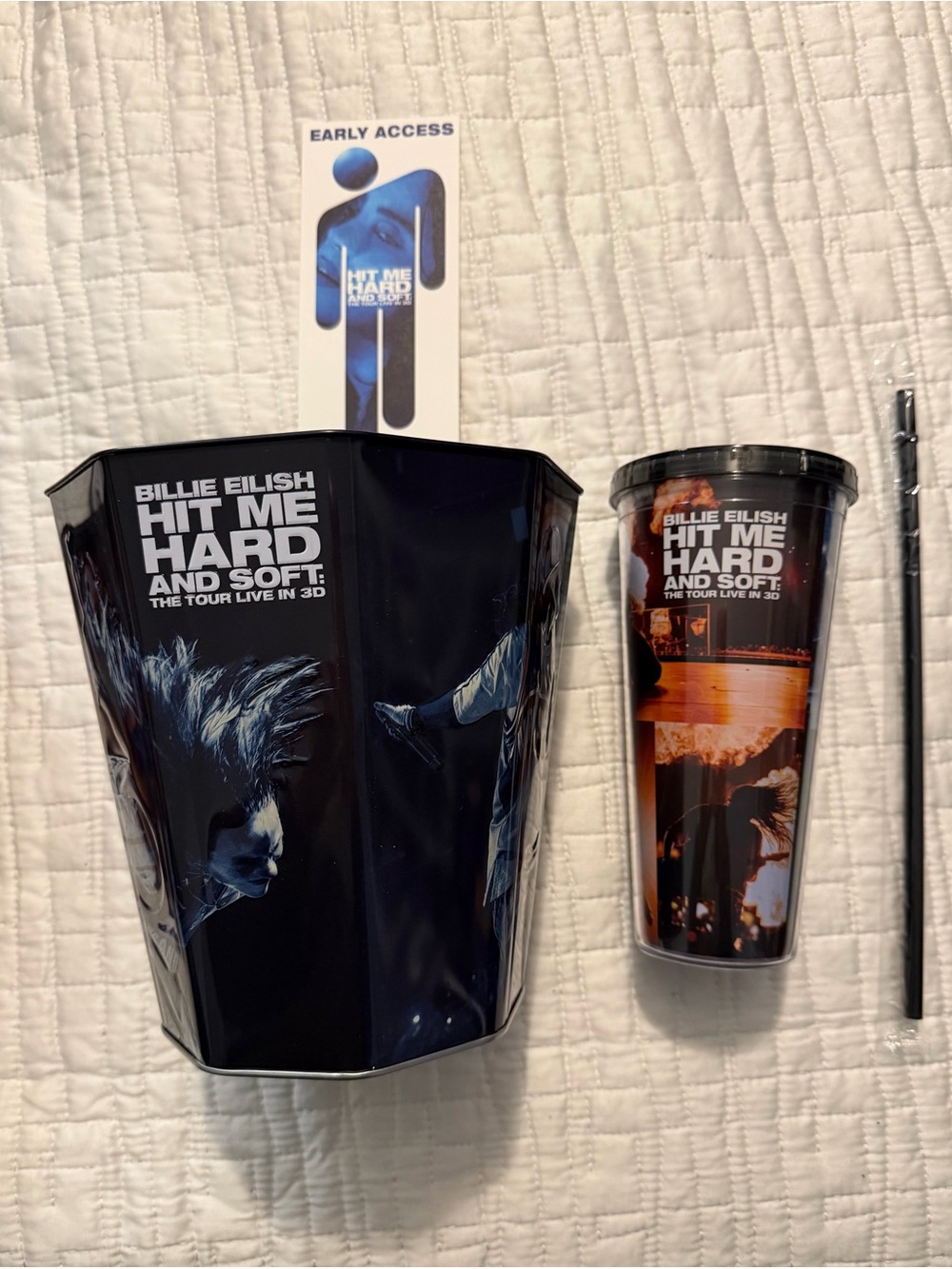 Billie Eilish "Hit Me Hard and Soft" Popcorn Bucket & Tumbler - Black/Blue